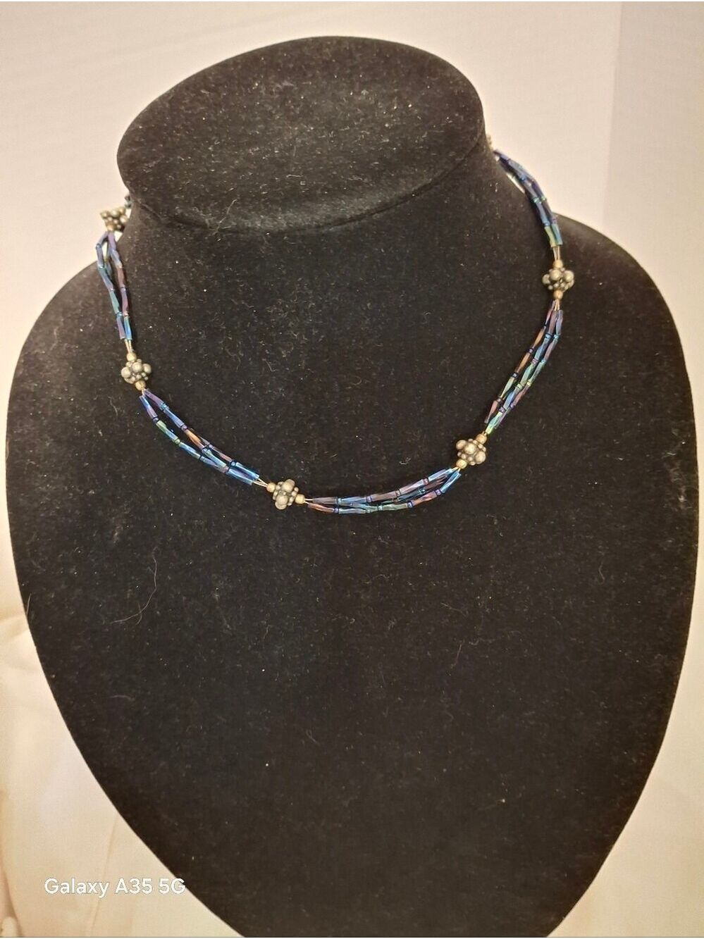 Oil slick Beaded Choker Necklace Artisan Handmade